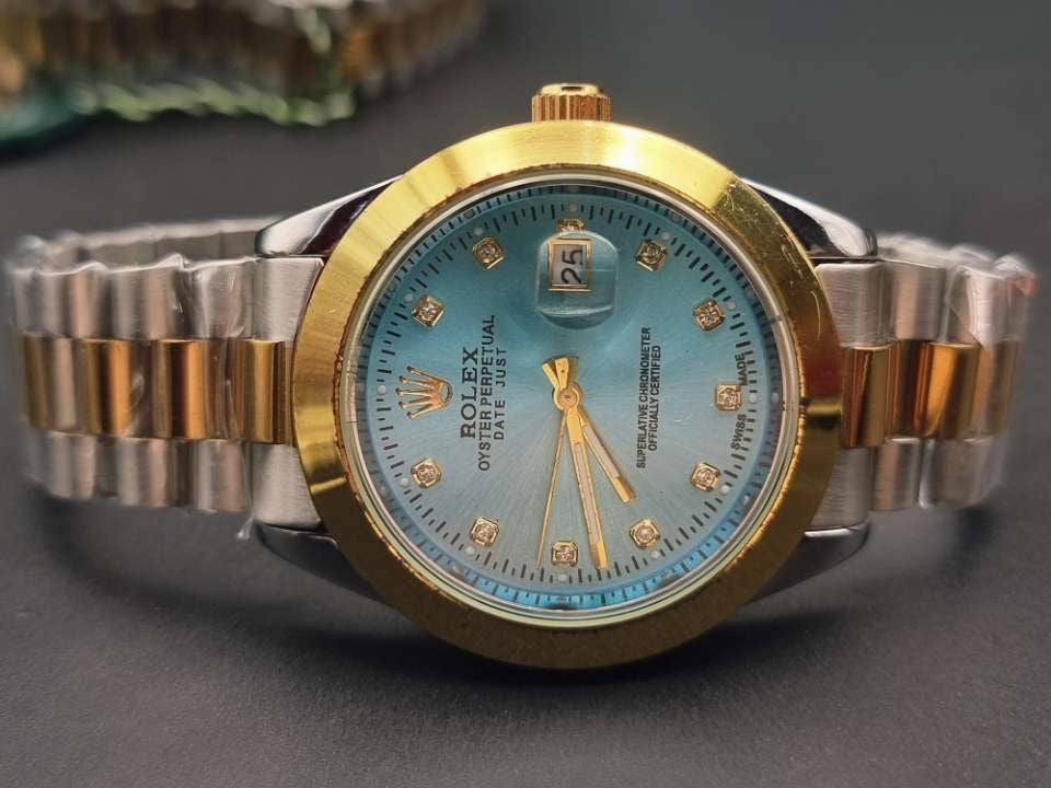 Luxury Rolex Style Datejust Watch – Two Tone Steel & Gold with Blue Dial