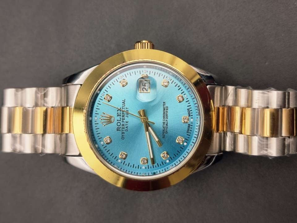 Luxury Rolex Style Datejust Watch – Two Tone Steel & Gold with Blue Dial