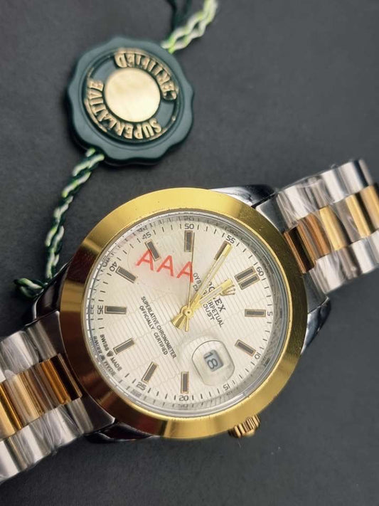 Luxury Rolex Style Datejust Watch – Two Tone Steel & Gold with Blue Dial