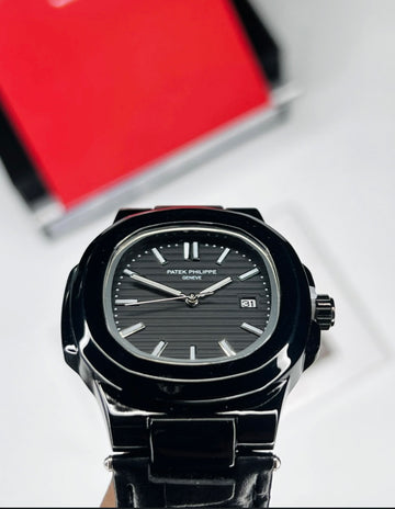 🖤 Patek Philippe Nautilus Matte Black Edition – Premium Replica | Stainless Steel Strap 🖤
