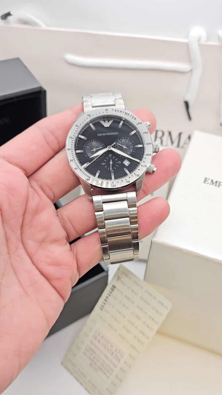 Emporio Armani Mario Black Dial Men 43mm