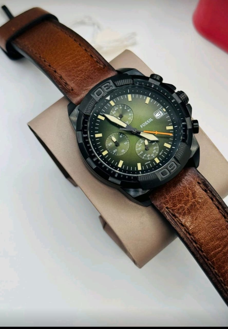 Fossil Bronson FS5856 Green Dial Chronograph Quartz Watch for Gents PK